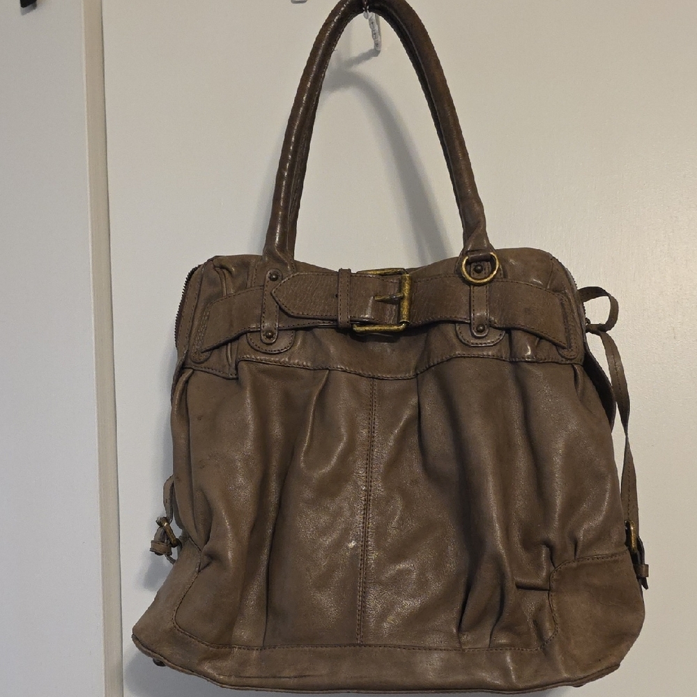Slouchy Brown Leather Tote Bag